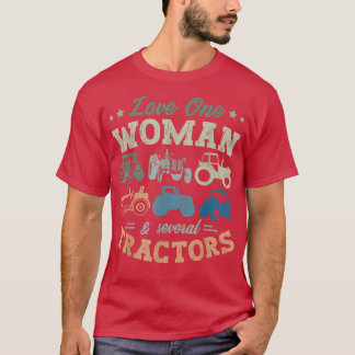 T-shirt Love One Woman And Several Tractors Farmer Agricul