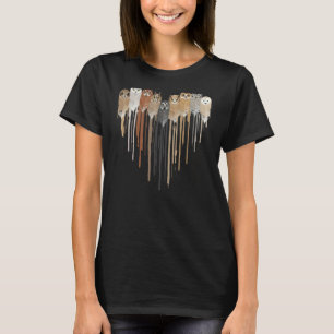 T-shirt Love Owl Feather Heart Amérindien Amérindien Améri