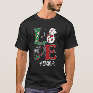 T-shirt Love PACU Life Stethoscope Snowman Christmas Vacci