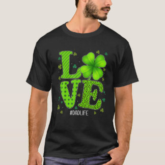T-shirt Love Papa Green Plaid Leopard St Patrick's Day Sha