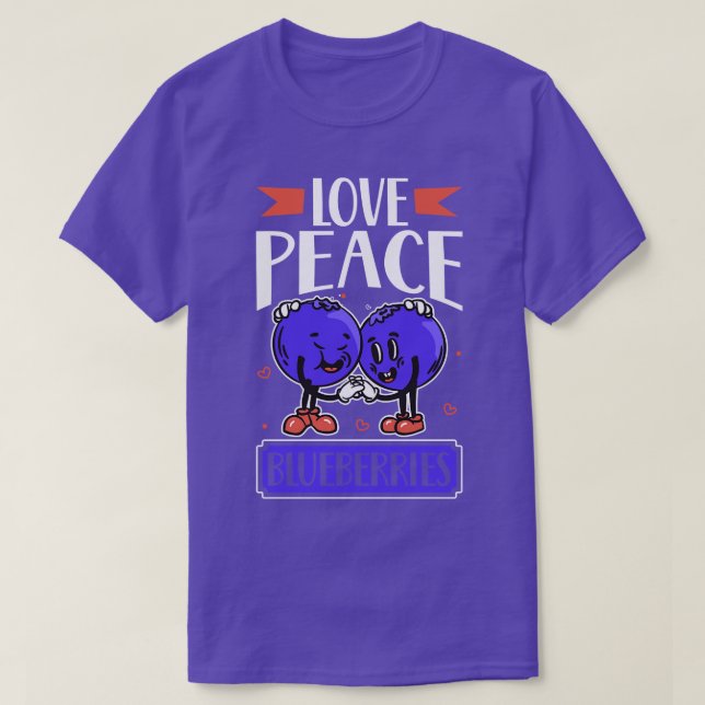 T-shirt Love Peace Blueberries Blaubeere (Design devant)