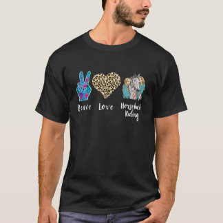 T-shirt Love Peace Horseback équitation Cheval Leopard Hor