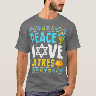 T-shirt Love Peace Latkes Hanoukka Chanukah juif