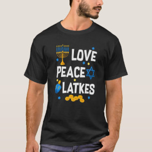 T-shirt Love Peace Latkes Hanoukka Chanukah juif