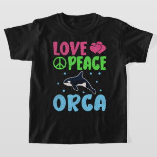 T-shirt Love Peace Orca Cute Sea Animaux Orca Lover
