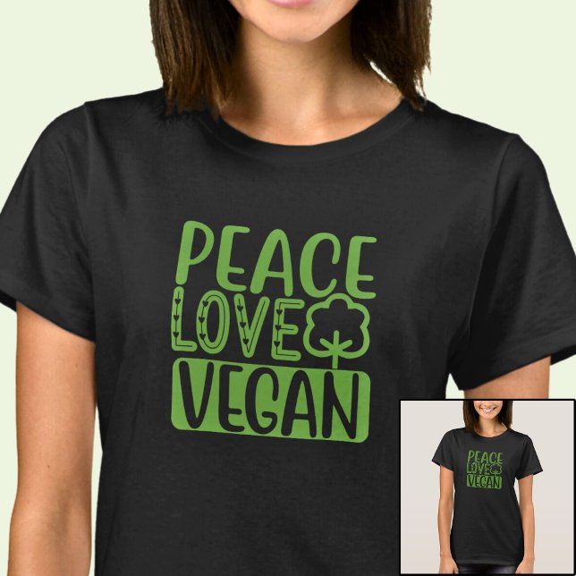 T-shirt Love Peace Vegan - sur Dark Color (Créateur téléchargé)