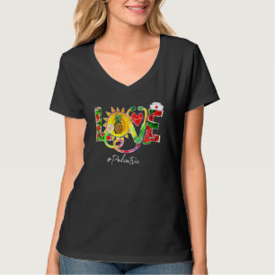 T-shirt Love Pédiatric Nurse Off Duty Watermelon Pineappon