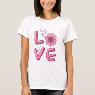 T-shirt Love Pink Tournesol femmes