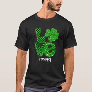 T-shirt Love Poppa St Patrick's Day Green Plaid Leopard Sh
