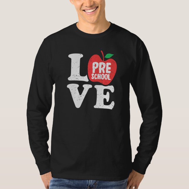 T-shirt Love Preschool Apple Student Teacher (Devant)