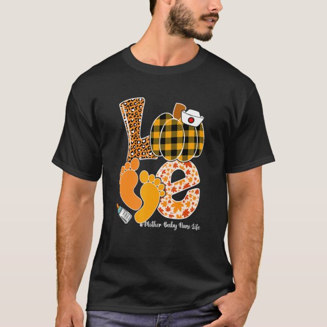 T-shirt LOVE Pumpkin Footprint Mother Baby Nurse Life Fall (Devant)