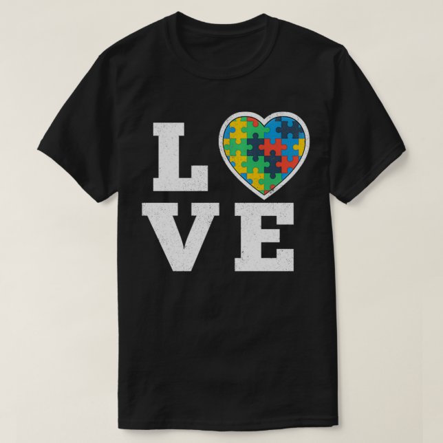 T-shirt Love Puzzles Sensibilisation sur l'autisme Support (Design devant)