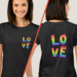 T-shirt LOVE Rainbow Colors Élégante impression avant et a