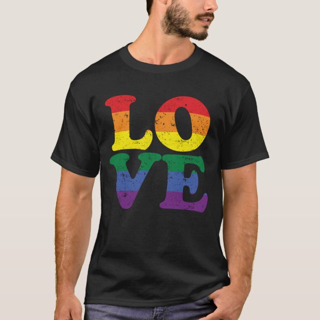 T-shirt Love Rainbow Flag LGBT Gay pride T Shirt 6 (Devant)