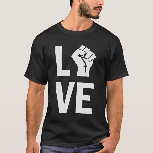 T-shirt Love Raised Fist Shirt, Chemise Melanin, Magie noi (Devant)