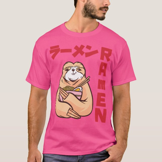 T-shirt Love Ramen Anime Noodles Kawaii Japonais Sloth Ske (Devant)
