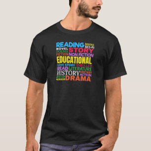T-shirt Love Reading Books - Genre Word Art