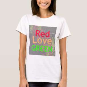 T-SHIRT LOVE RED GOLDEN VERT