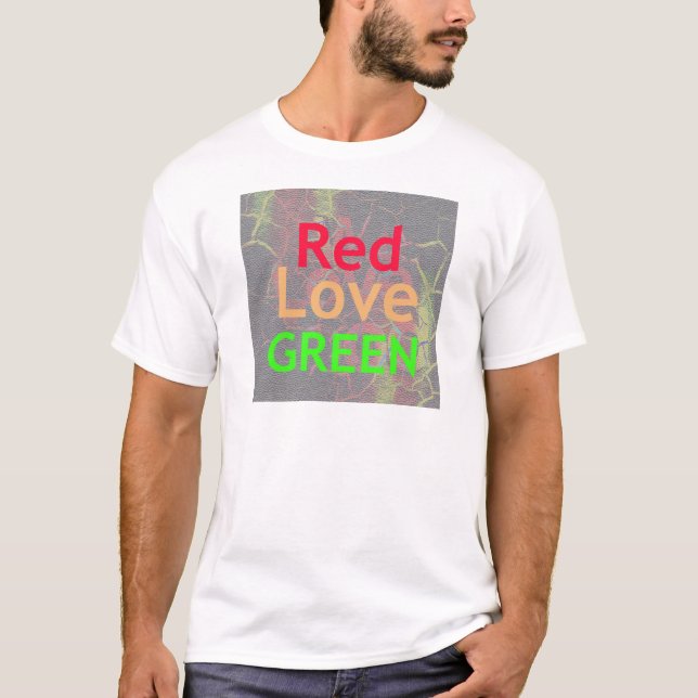 T-SHIRT LOVE RED GOLDEN VERT (Devant)