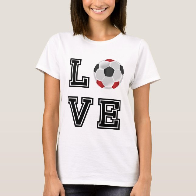 T-shirt Love Red Soccer - Lettres noires (Devant)