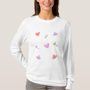 T-shirt LOVE Saint-Valentin Amusant Cœurs Aquarelle