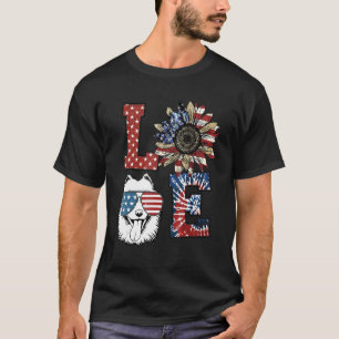 T-shirt Love Samoyed Chien USA Drapeau Tournesol Tie Dye