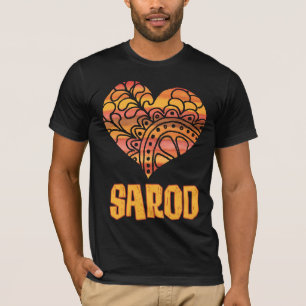 T-shirt Love Sarod Orange Mandala Heart Musique indienne