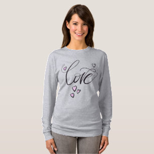 T-shirt Love Script Cœur & Soleil   Long Graphique Féminin