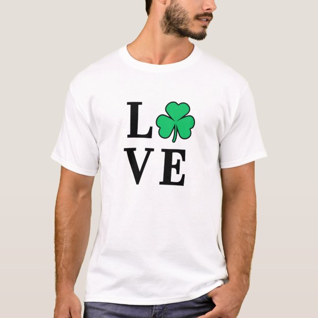 T-shirt LOVE Shamrock Clover Irish Pride St Patrick's Day (Devant)