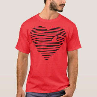T-shirt Love Shark Minimalist Line Drawing Shark Fin Pullo