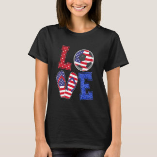 T-shirt Love Soccer Avec Drapeau Usa Flip Flop Costume Men