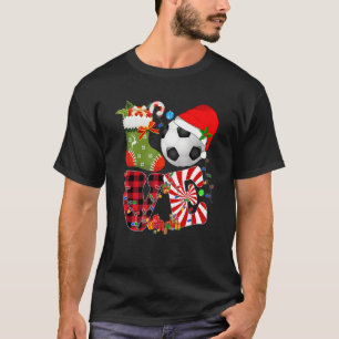 T-shirt Love Soccer Santa Hat Sock Feux de Noël Buffet