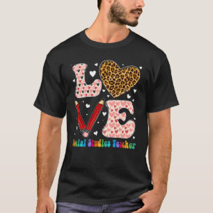 T-shirt Love Social Studies Enseignant Leopard Plaid Valen