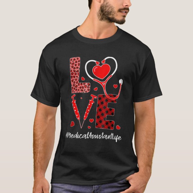 T-shirt Love Stethoscope Coeur Assistant Médicale Valentin (Devant)