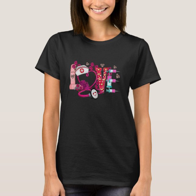T-shirt Love Stethoscope Heart Nurse Happy Valentines Day_ (Devant)