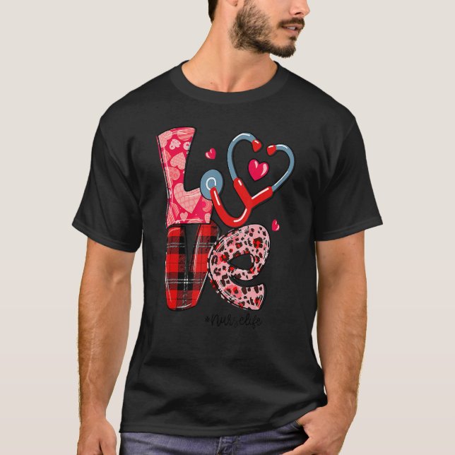 T-shirt LOVE Stethoscope Infirmière Vie Saint Valentin (Devant)