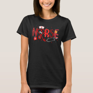 T-shirt Love Stethoscope Nurse Week 2022 Leopard Plaid Red