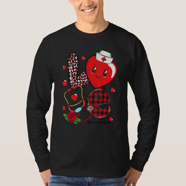 T-shirt LOVE Stethoscope Respiratory Therapist Life Valent (Devant)