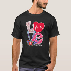 T-shirt Love Stethoscope Vet Tech Vie Saint Valentin Nursi