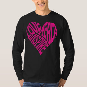 T-shirt Love Teach Inspire Heart Graphic Teacher Femmes 1