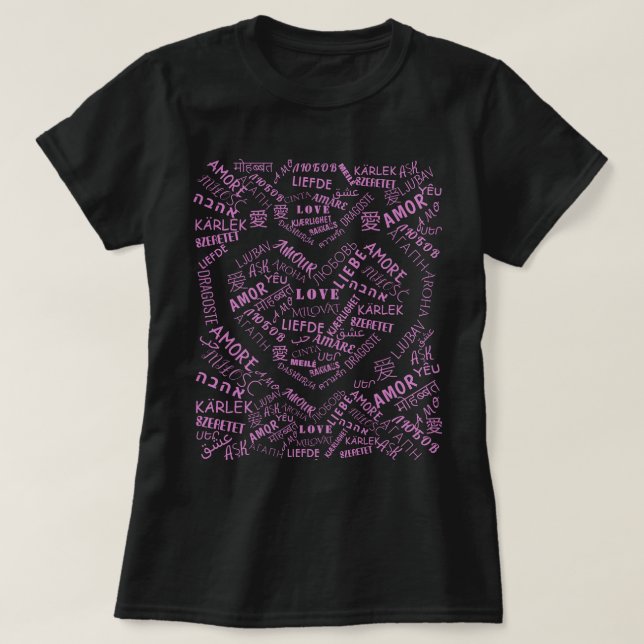 T-shirt Love Text Multi Language International (Design devant)