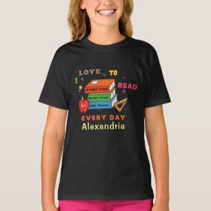 T-shirt Love To Read Books Reader Lecture Personnaliser