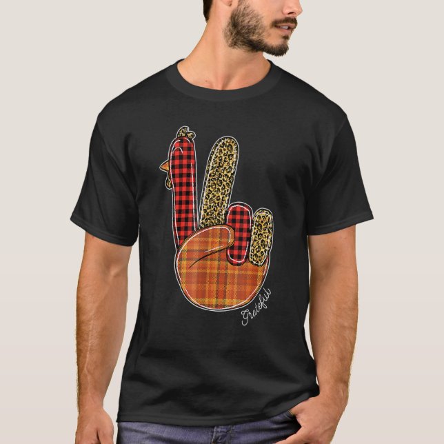 T-shirt Love Turkey Grateful Turkey Hand Sign Thanks (Devant)