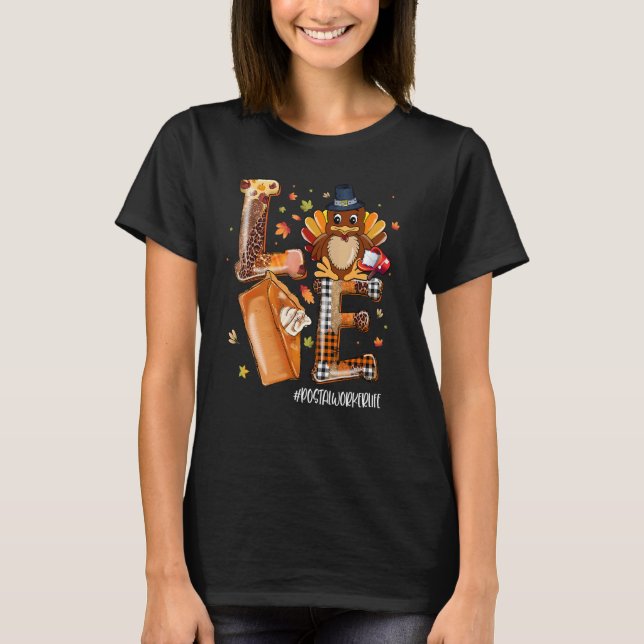 T-shirt LOVE Turquie Pèlerin Citrouille Pie Postal Travail (Devant)