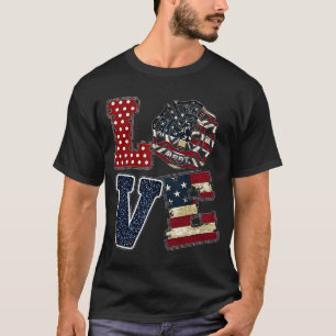 T-shirt Love USA Firefighter drapeau américain 4 juillet T