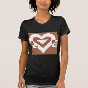 T-shirt Love White sur Brown