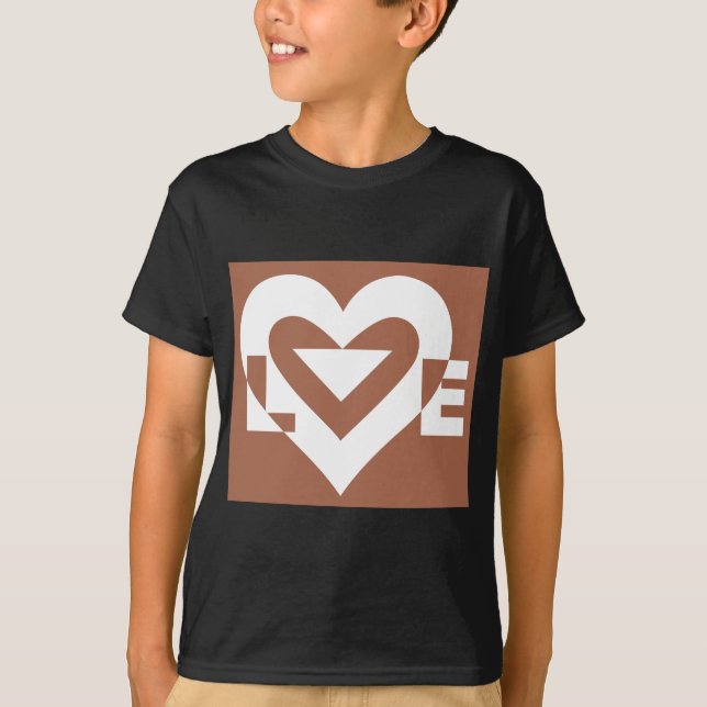 T-shirt Love White sur Brown (Devant)