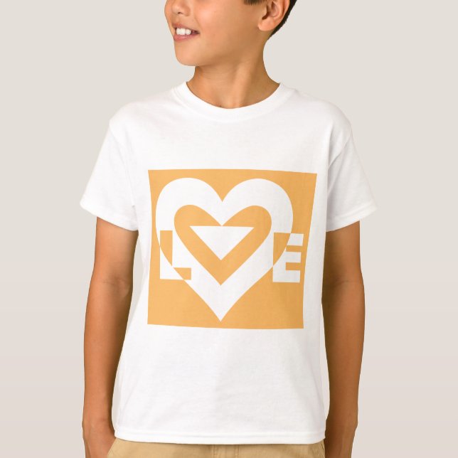 T-shirt Love White sur Orange (Devant)