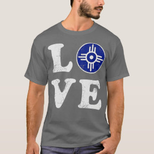 T-shirt Love Wichita Kansas Drapeau Accueil