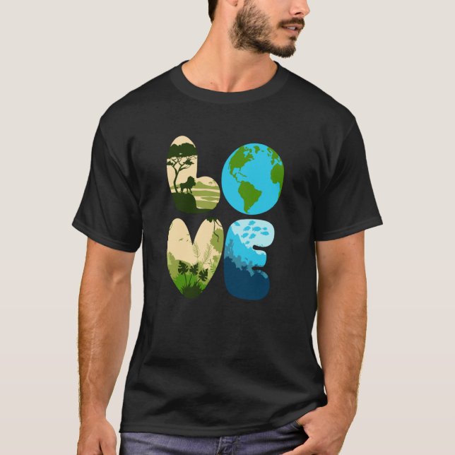 T-shirt Love World Earth Day 2023 Save Planet Environmenta (Devant)
